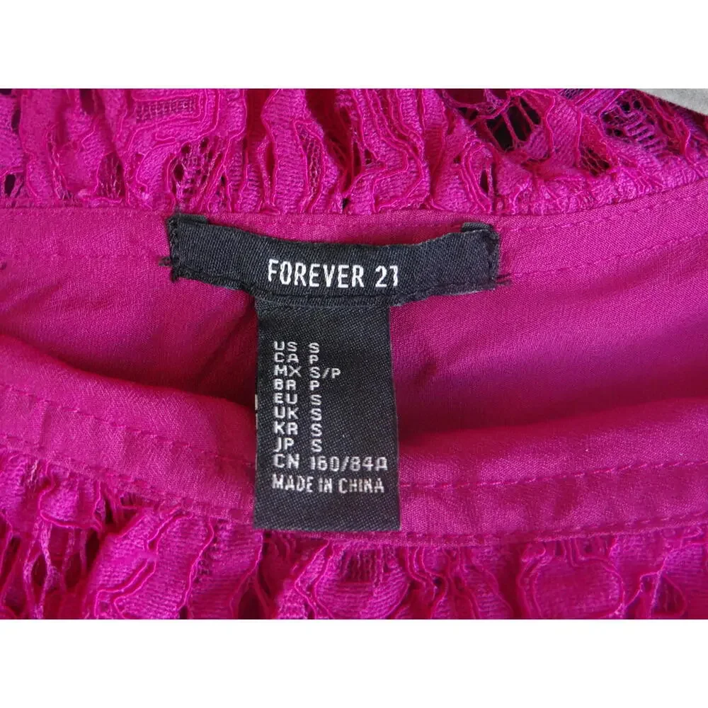 Forever 21 Off-Shoulder Lace‎ Dress - Vibrant Pink